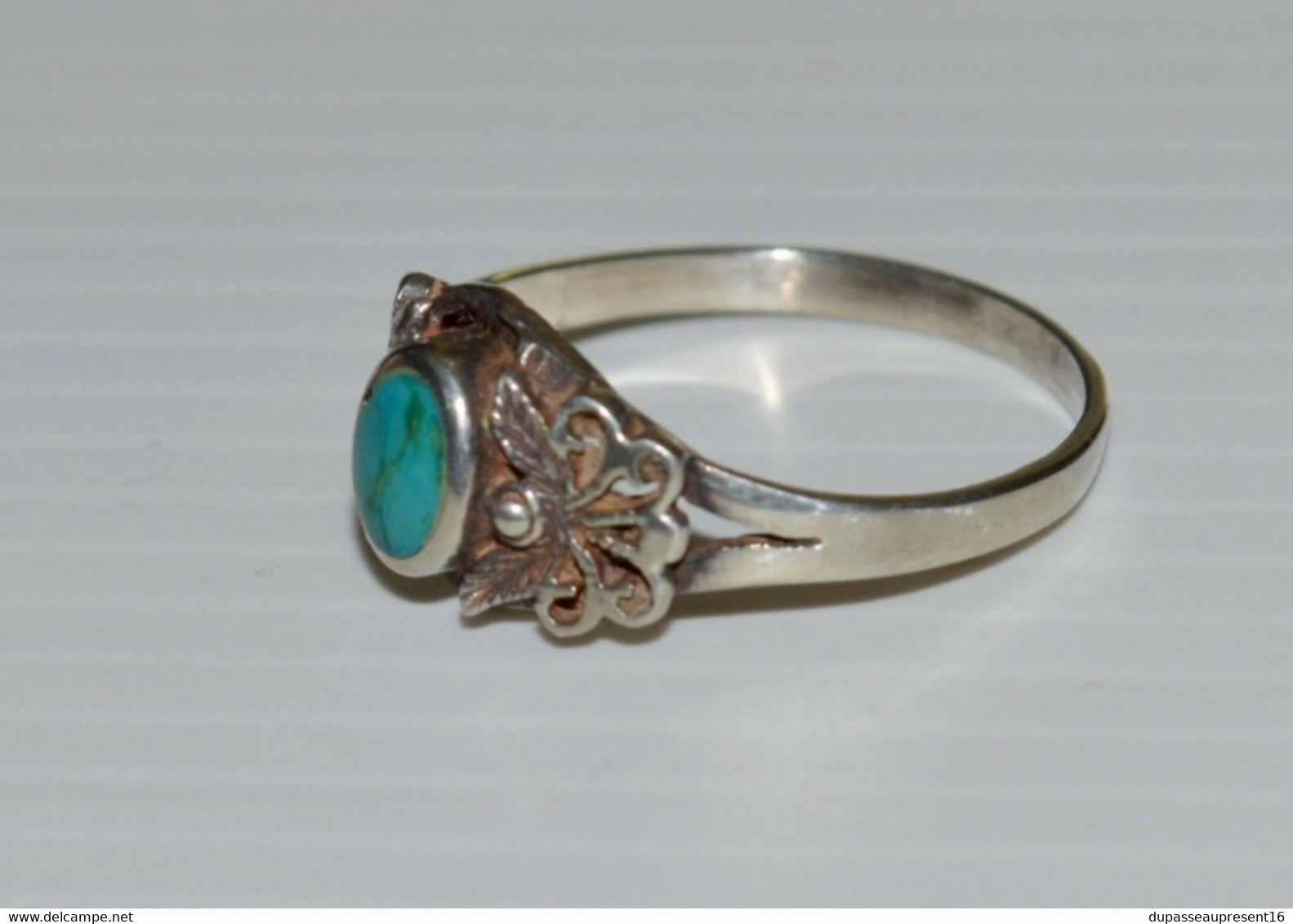 JOLIE BAGUE ARGENT ANCIENNE Poinçon 925e & TURQUOISE fond de stock Bijoutier XXe collection bijou ancien