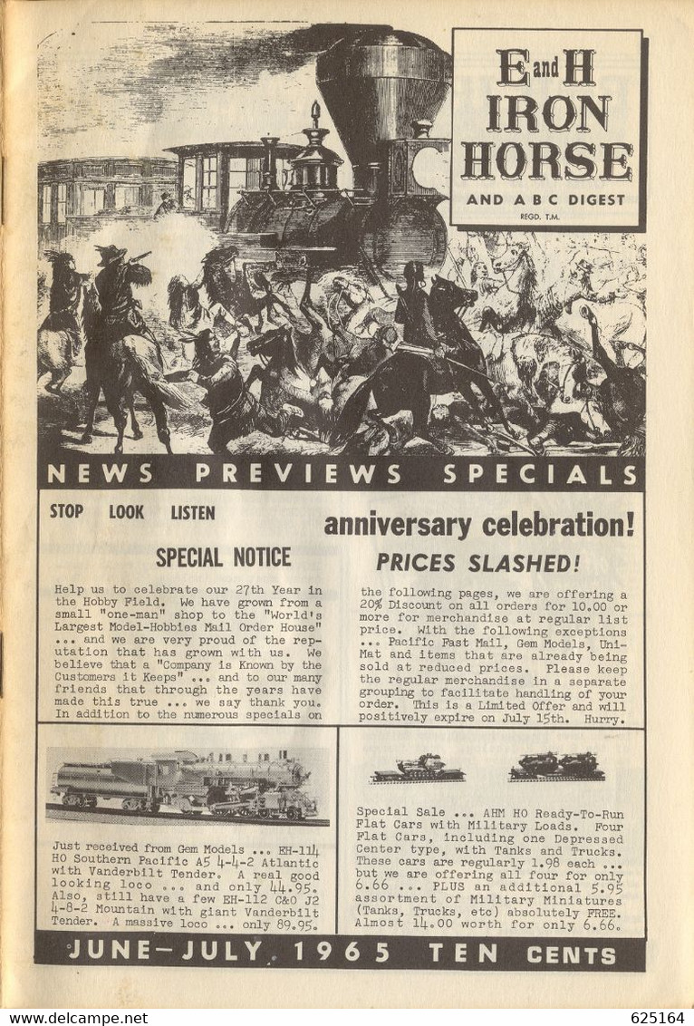 Catalogue E And H IRON HORSE 1965 June-July Digest AHM Rivarossi Aristo-Craft - Inglés