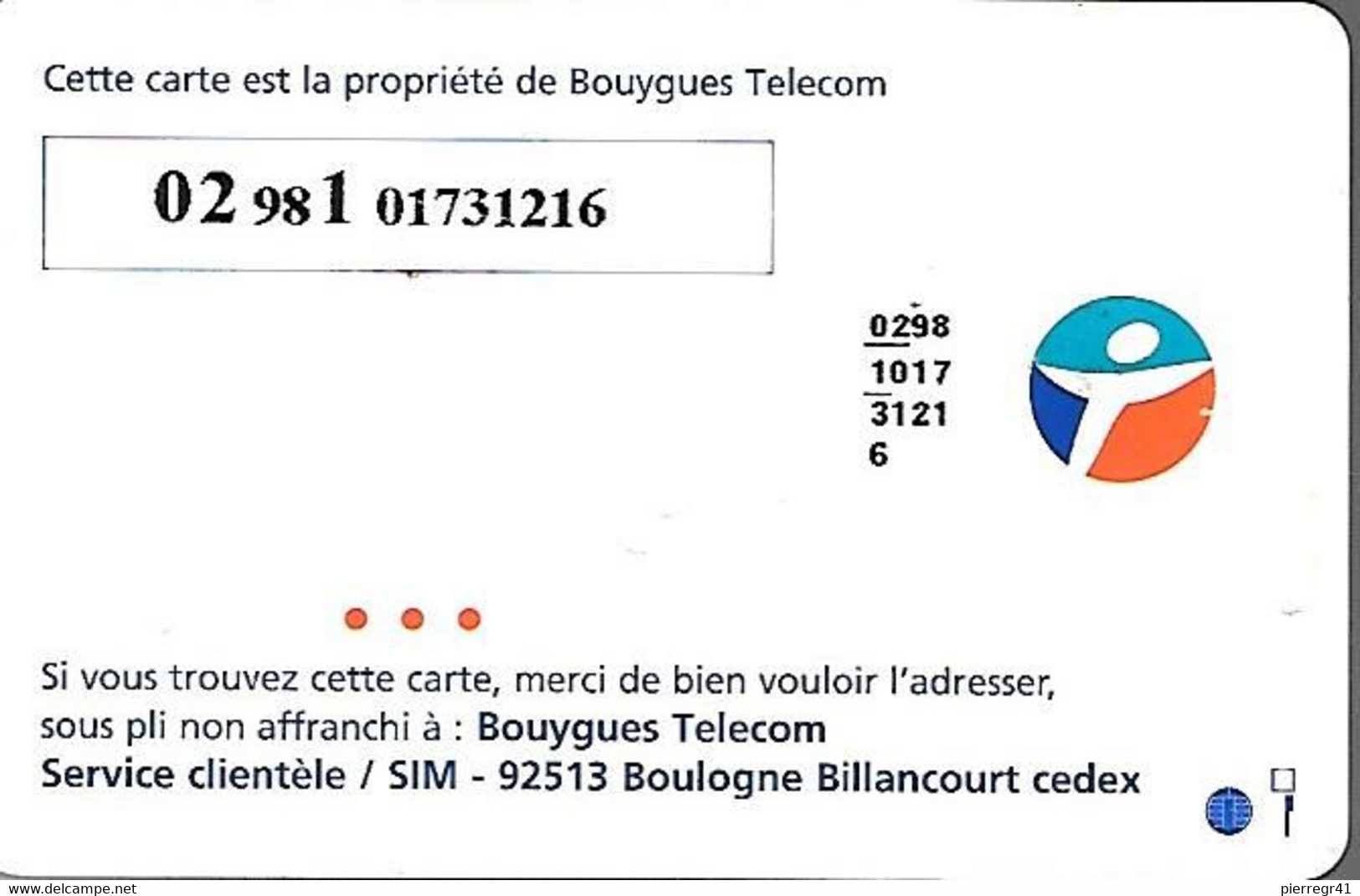 CARTE²-PUCE-GSM-BOUYGUES-BT3J-D2-PUCE J- BE-RARE - Mobicartes (GSM/SIM)