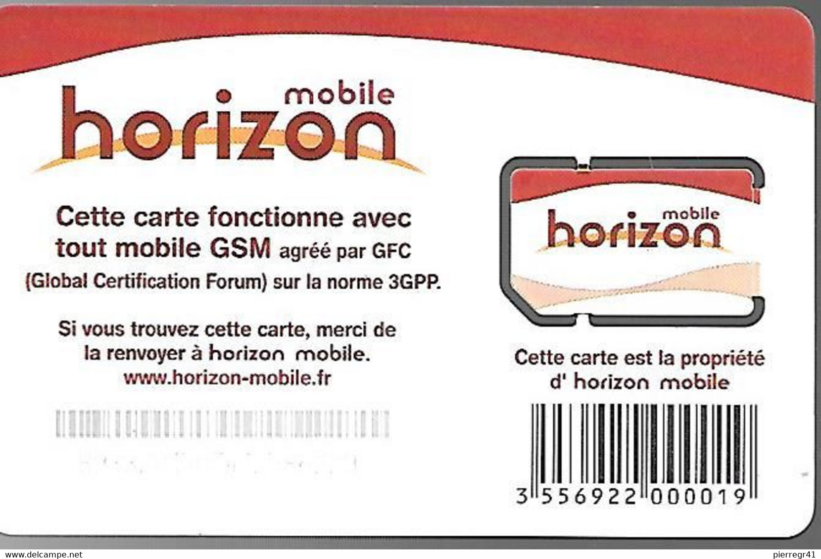 CARTE²-PUCE-GSM-HORIZON-Garantie PUCE Attachée-LUXE Comme Neuve-RARE - Nachladekarten (Handy/SIM)