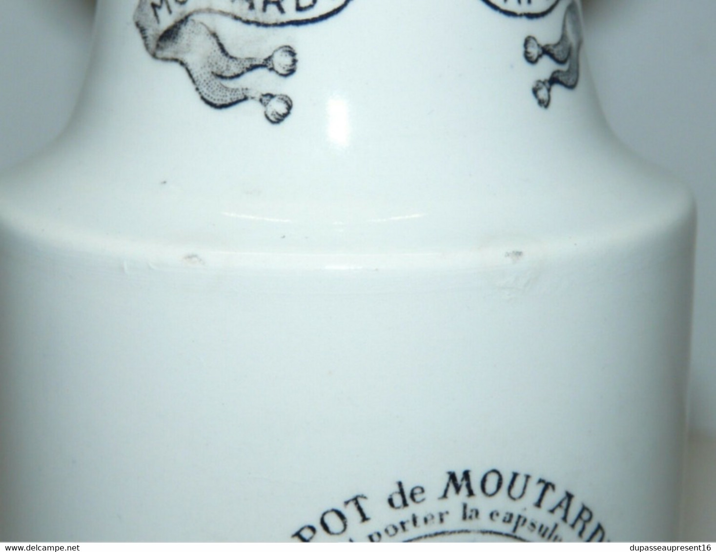 ANCIEN GRAND POT MOUTARDE DIJON GREY POUPON céramique OPAQUE de SARREGUEMINES collection déco vitrine