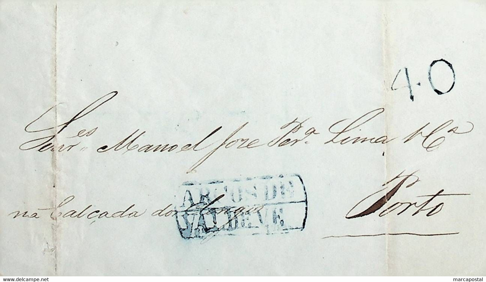 1849 Portugal Pré-Filatelia AVV 2 «ARCOS DE VALDEVEZ» Azul - ...-1853 Prefilatelia
