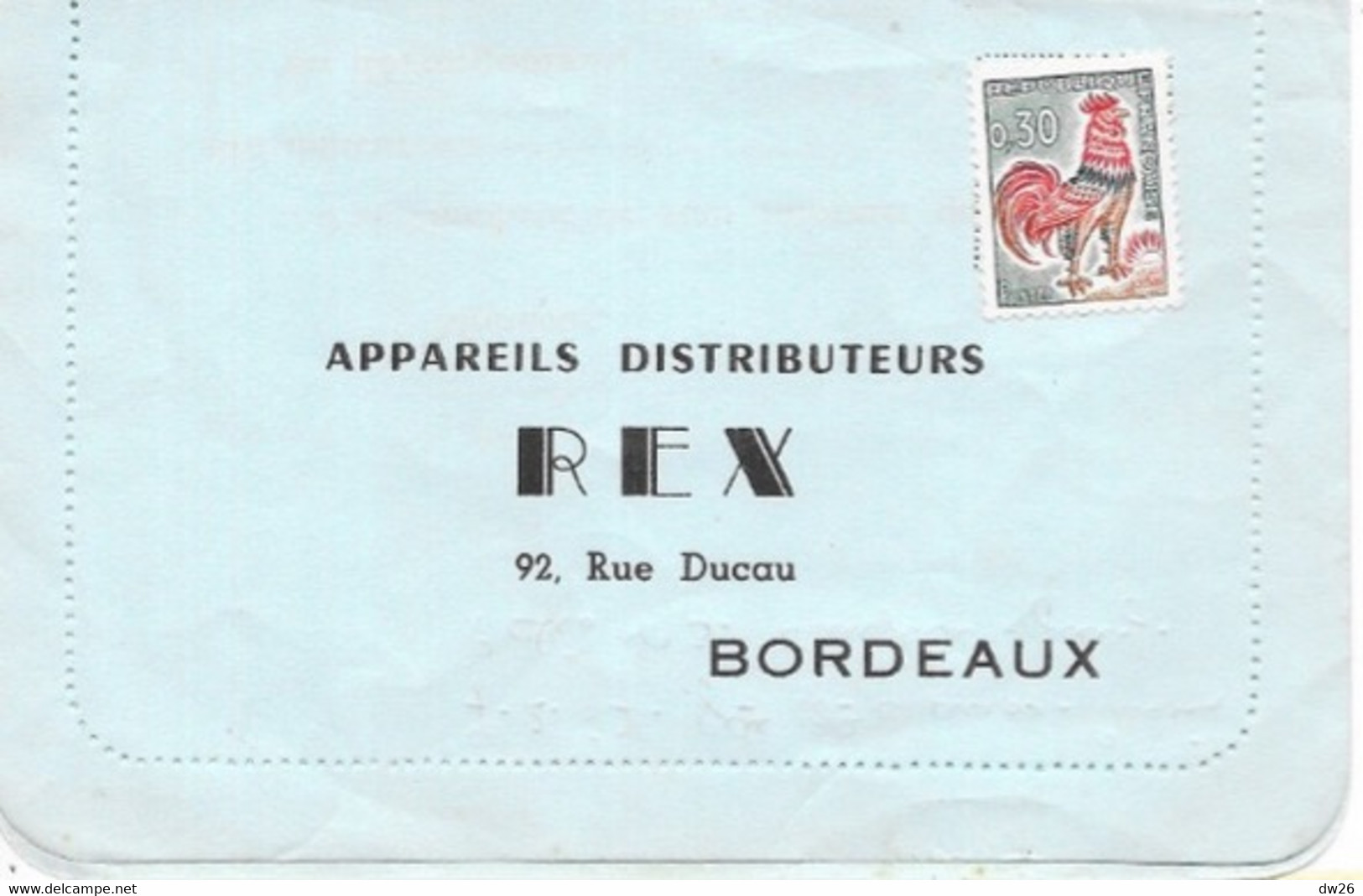 Appareils Distributeurs (pour Café?) Rex, Bordeaux - Courrier De Commande - Levensmiddelen