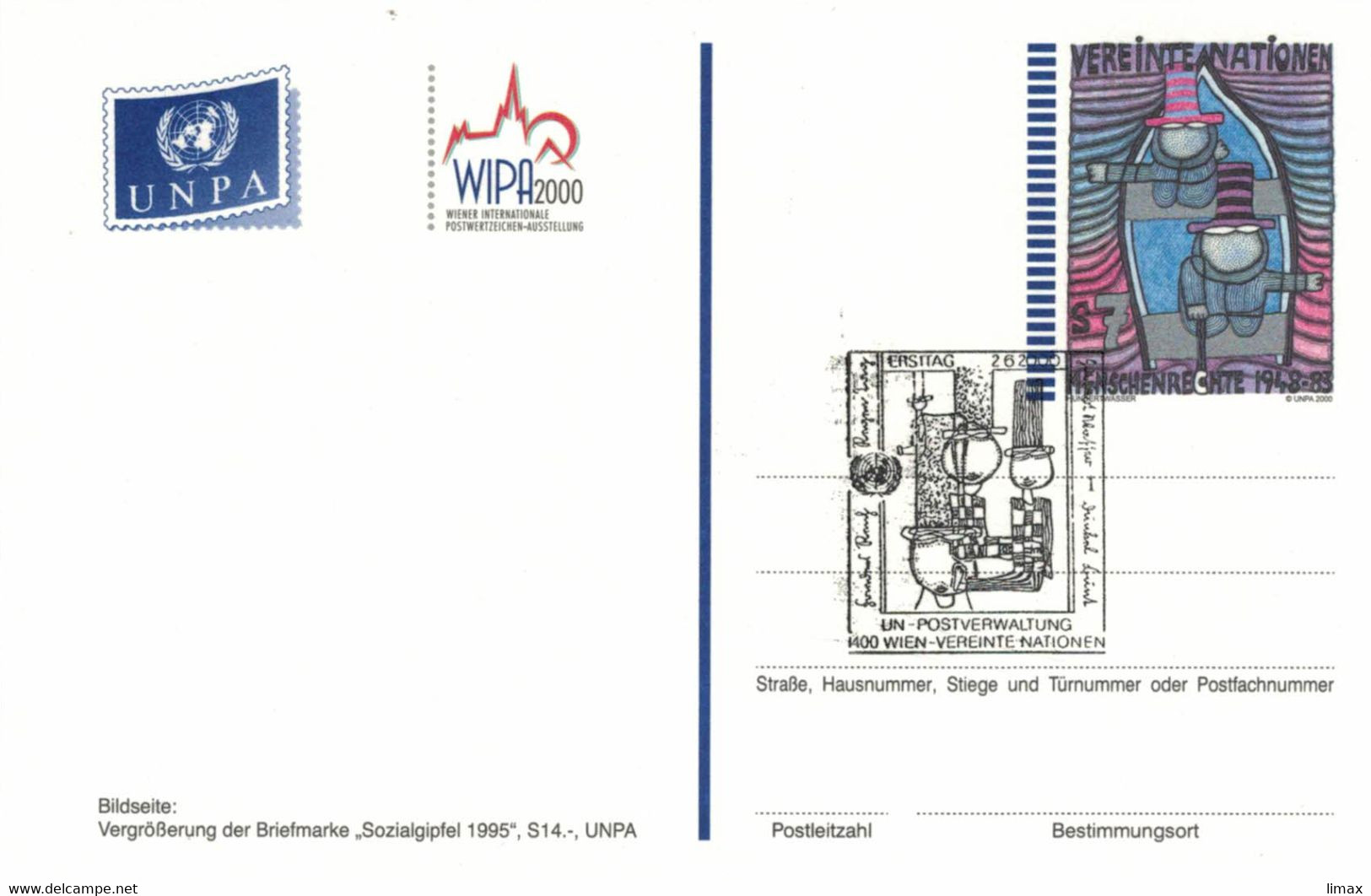 UNO Wien Menschenrechte 2000 - Hundertwasser - Ganzsache - Briefe U. Dokumente