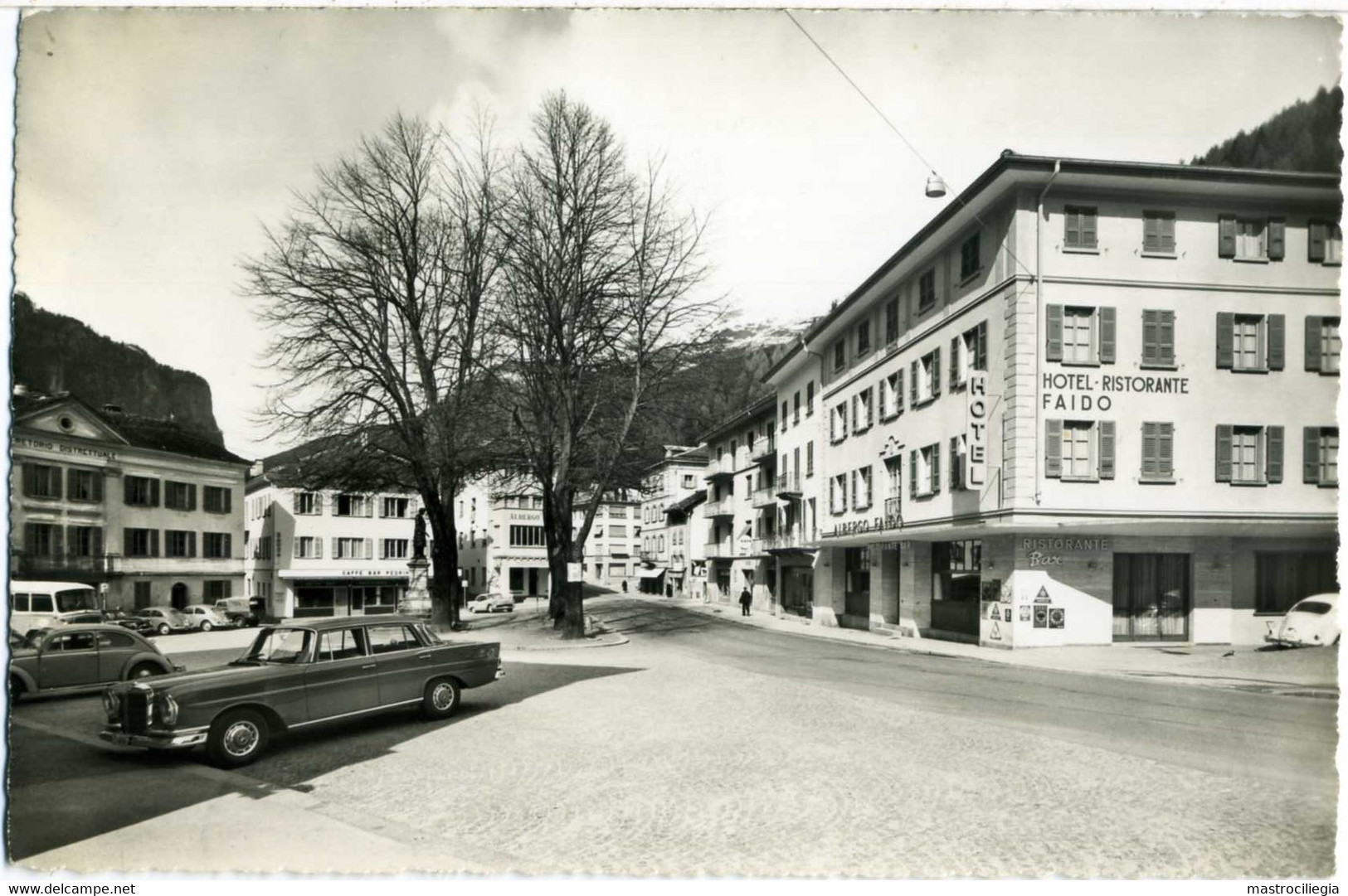 SVIZZERA  SUISSE  TI  FAIDO  Piazza  Auto Mercedes  VW Kafer  Hotel Ristorante - Faido