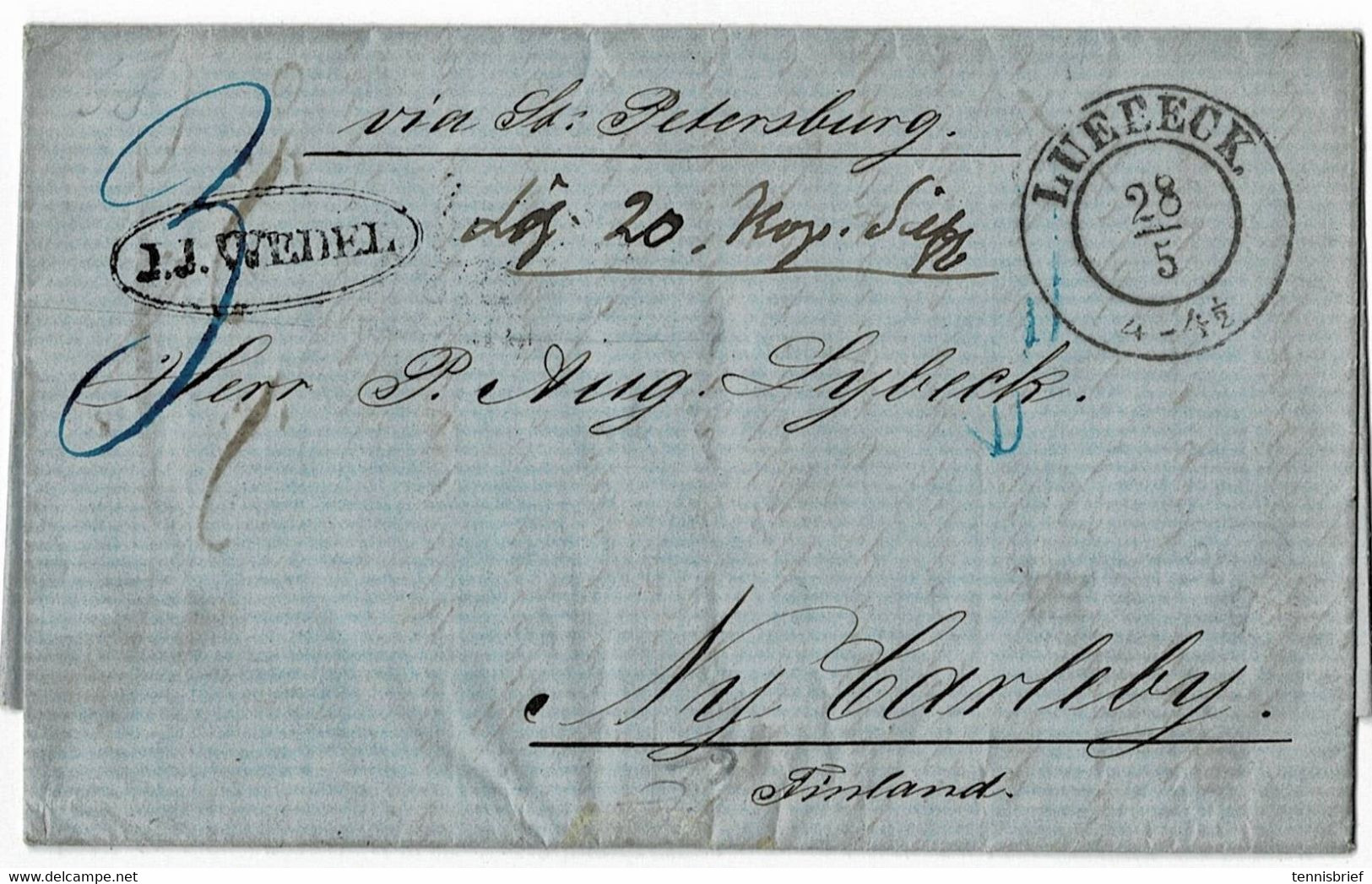 1858,  Lübeck Nach Finnland !  über St.Petersburg !  , A 5187 - Lubeck