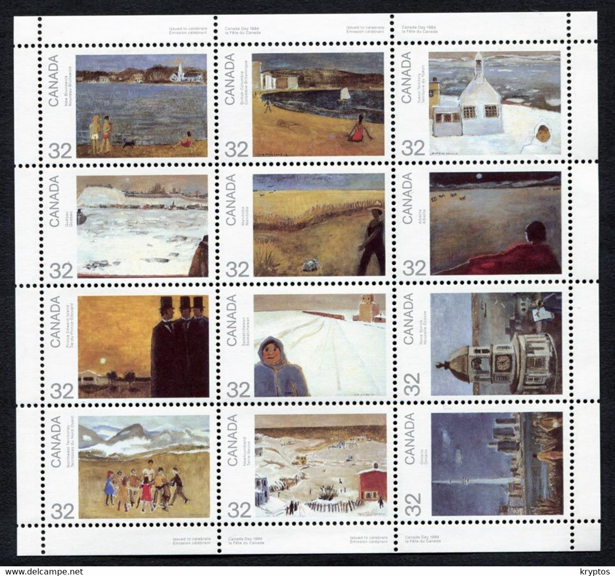 Canada 1984. Canada Day - Paintings By Jean Paul Lemieux   Full Sheet - MINT - Hojas Completas