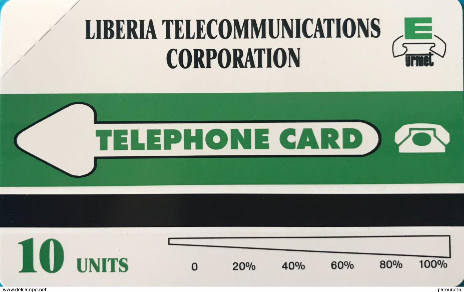 LIBERIA  -  Phonecard - Magnétique - Planisphere - 10 Units  (verte) - Liberia
