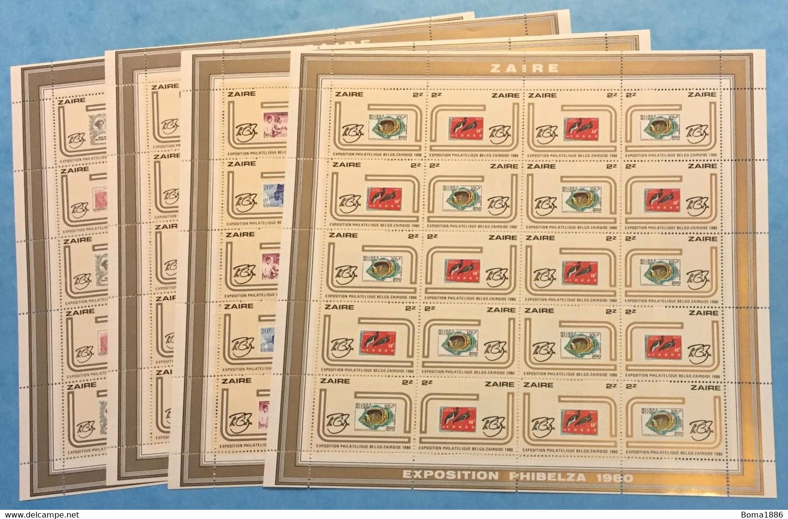 Zaire Belgisch Congo Belge COB 1050/65 Série Complète En 4 Feuilles De 5 Bandes MNH / ** 1980 - Ungebraucht