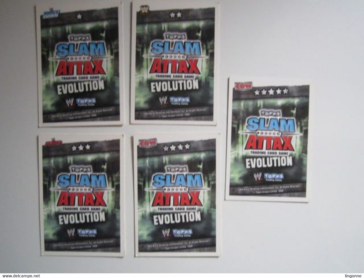 Lot 5 Cartes De Catch TOPPS SLAM ATTAX EVOLUTION Trading Card Game - Tarjetas