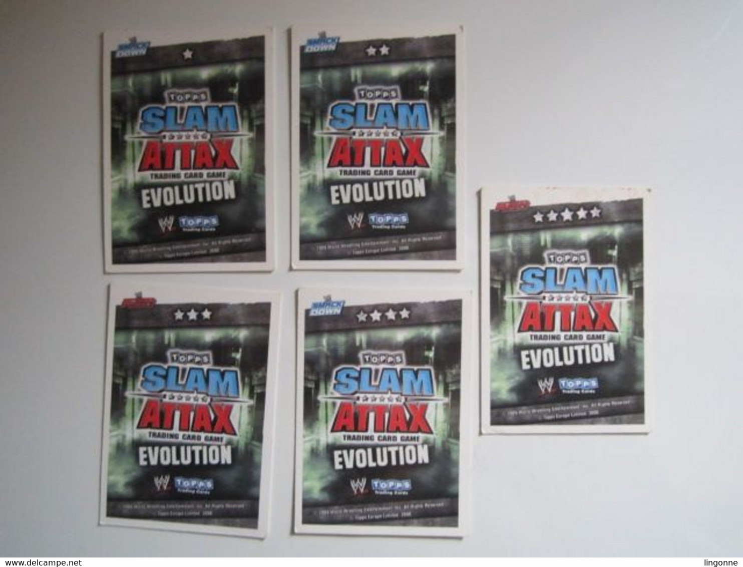 Lot 5 Cartes De Catch TOPPS SLAM ATTAX EVOLUTION Trading Card Game - Tarjetas