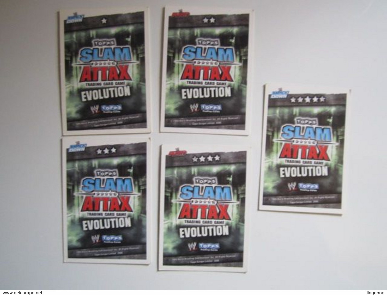 Lot 5 Cartes De Catch TOPPS SLAM ATTAX EVOLUTION Trading Card Game - Tarjetas