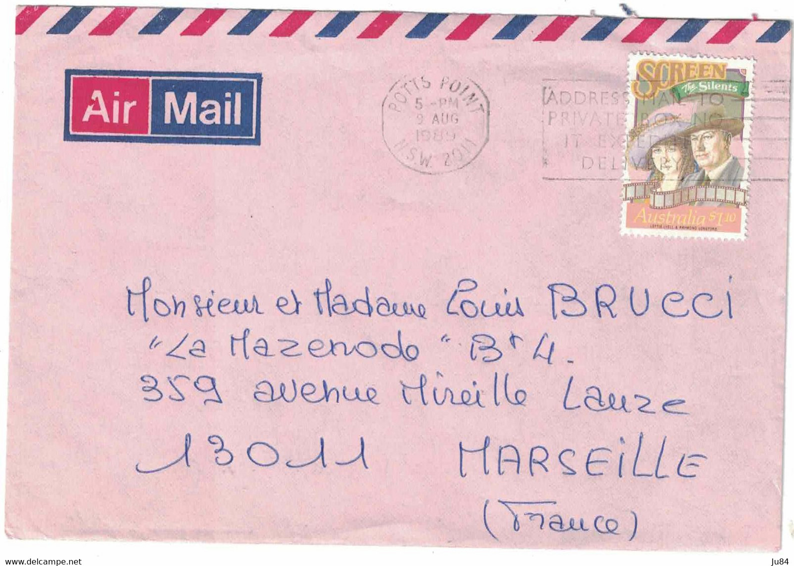 Australie - Potts Point - Lettre Avion Pour Marseille - France - 9 Août 1989 - Usados