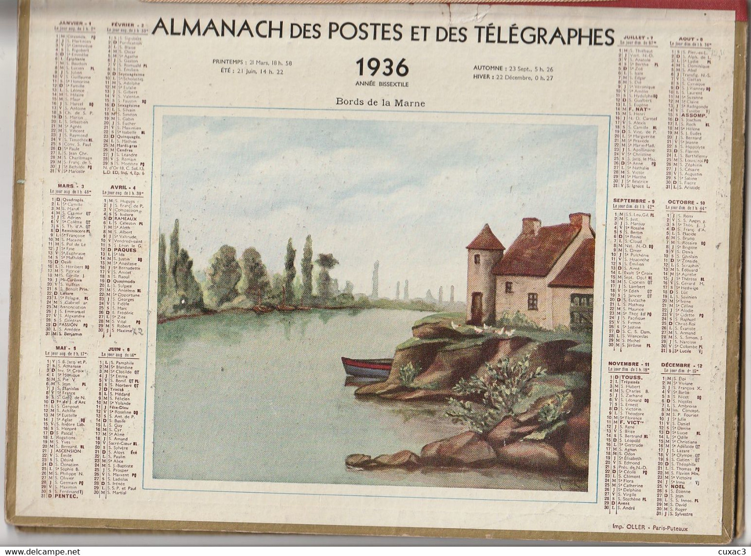 ALMANACH Des Poste 1936 - Departement Du Tarn ( Bord De Marne ) - Grand Format : 1921-40