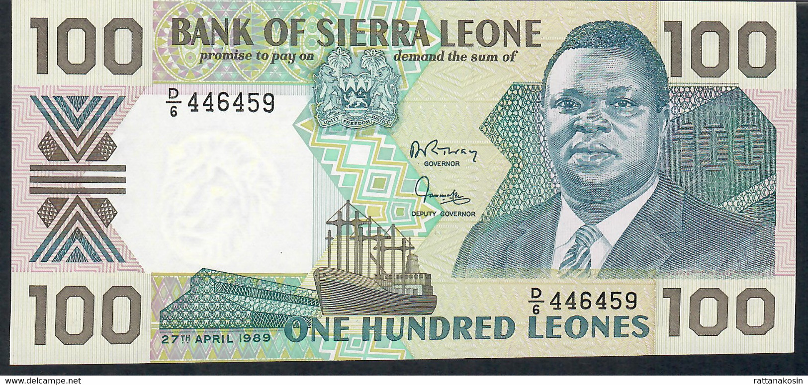 SIERRA LEONE  P18b 100 LEONES  1989  #D/6     UNC. - Sierra Leone