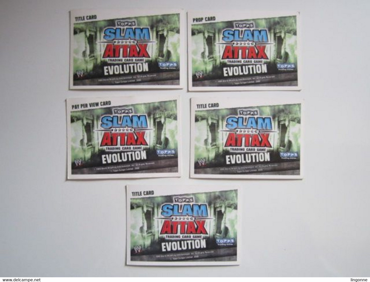 Lot 5 Cartes De Catch TOPPS SLAM ATTAX EVOLUTION Trading Card Game PAY PER VIEW CARD TITLE CARD PROP CARD - Trading-Karten