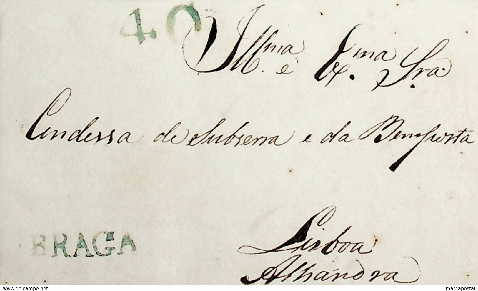 1835 Portugal Pré-Filatelia BGR 3 «BRAGA» Verde - ...-1853 Prephilately