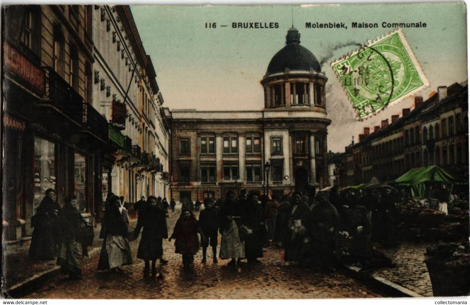 2 CP Molenbeek Eglise St Barbe Place De La Duchesse TRAM  Marché  1912- 1914 Hospice Godshuis - Molenbeek-St-Jean - St-Jans-Molenbeek