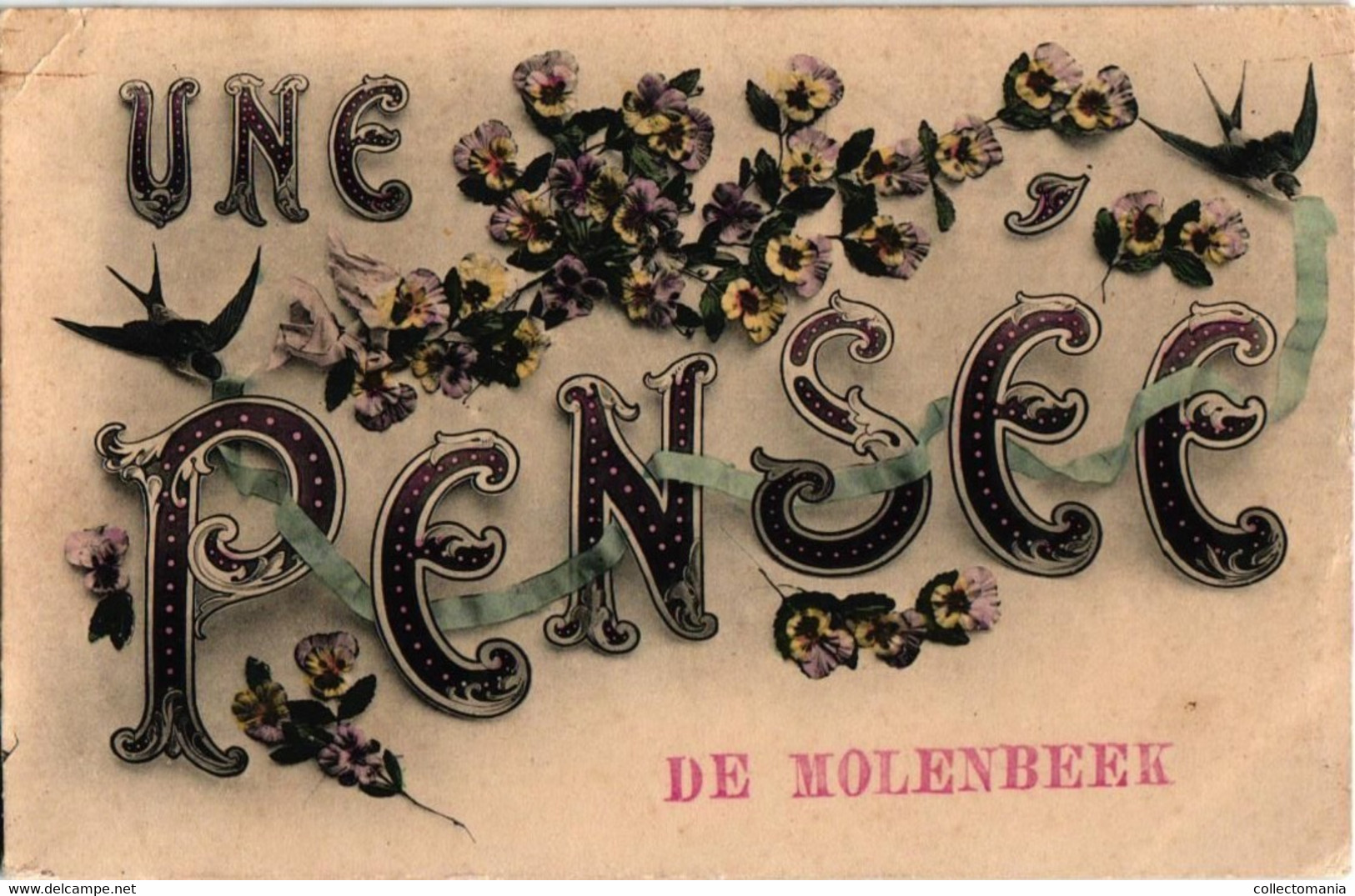 3 CP Molenbeek Saint Jean Place Du Marché Une Pensée De Molenbeek  1905  1918 - Molenbeek-St-Jean - St-Jans-Molenbeek