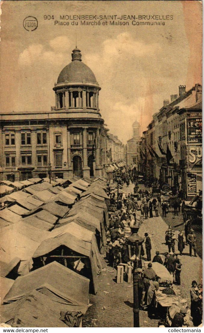 3 CP Molenbeek Saint Jean Place Du Marché Une Pensée De Molenbeek  1905  1918 - Molenbeek-St-Jean - St-Jans-Molenbeek