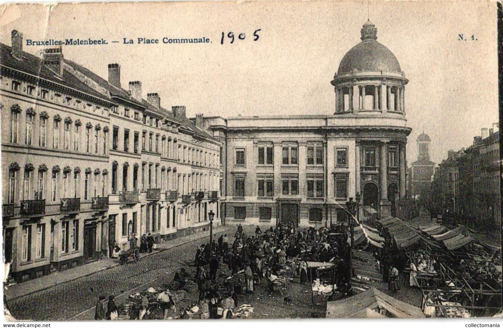 3 CP Molenbeek Saint Jean Place Du Marché Une Pensée De Molenbeek  1905  1918 - St-Jans-Molenbeek - Molenbeek-St-Jean