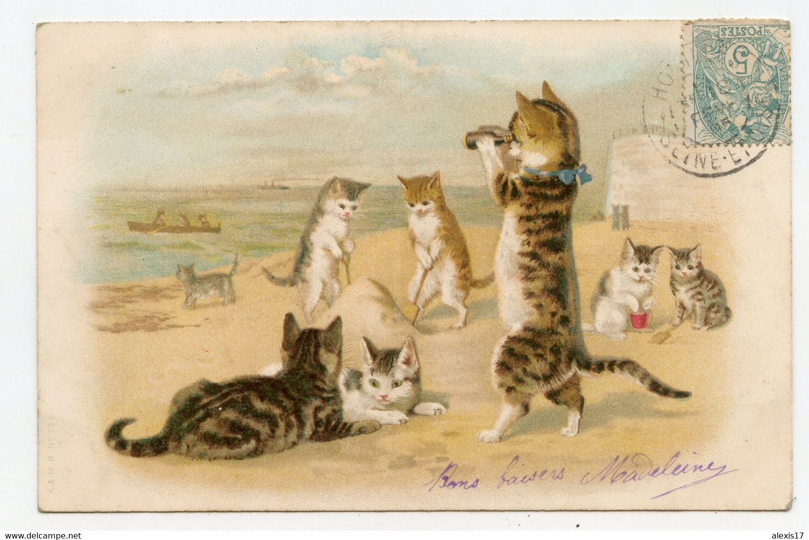 Chats Hélena Maguire Non Signé. Animaux Habillés De Forme Humaine. Chat.cats. (  Vacances à La Mer  ) - 1900-1949