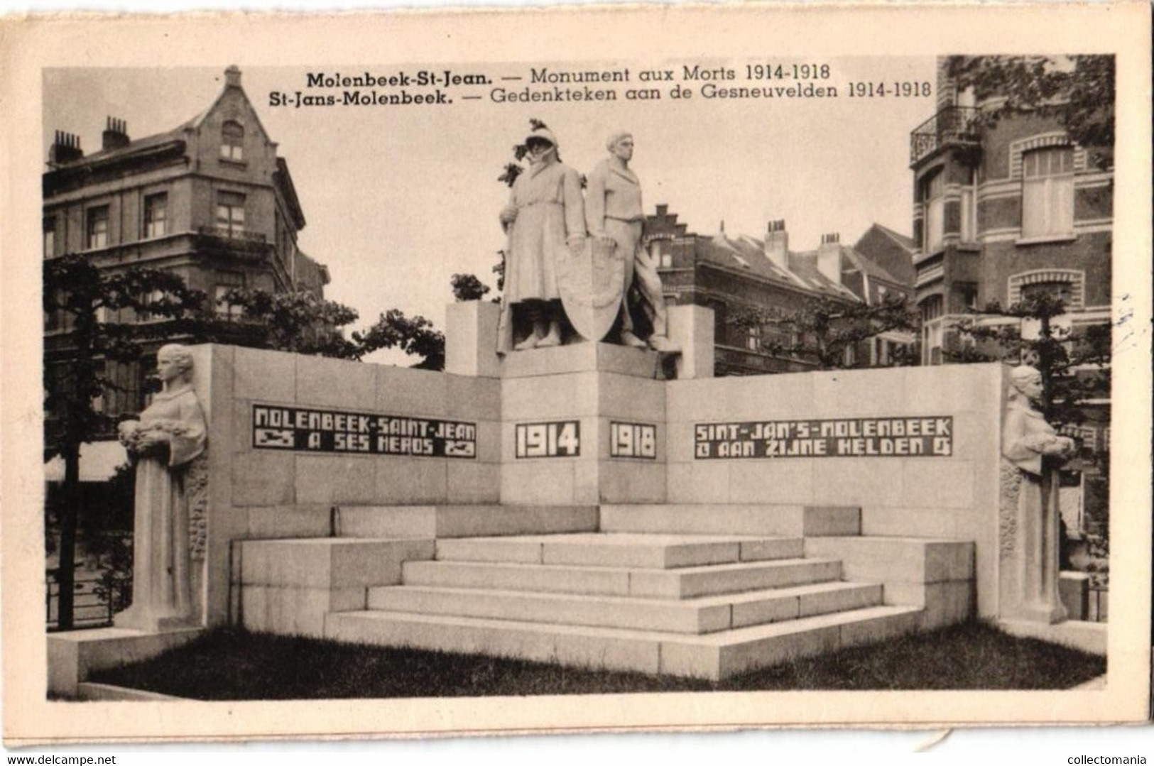 3 CP Molenbeek Saint Jean Eglise St§ Barbe   Un Bonjour De Molenbeek  Monument Aux Morts Aan Zijne Helden 1911 - 1913 - St-Jans-Molenbeek - Molenbeek-St-Jean