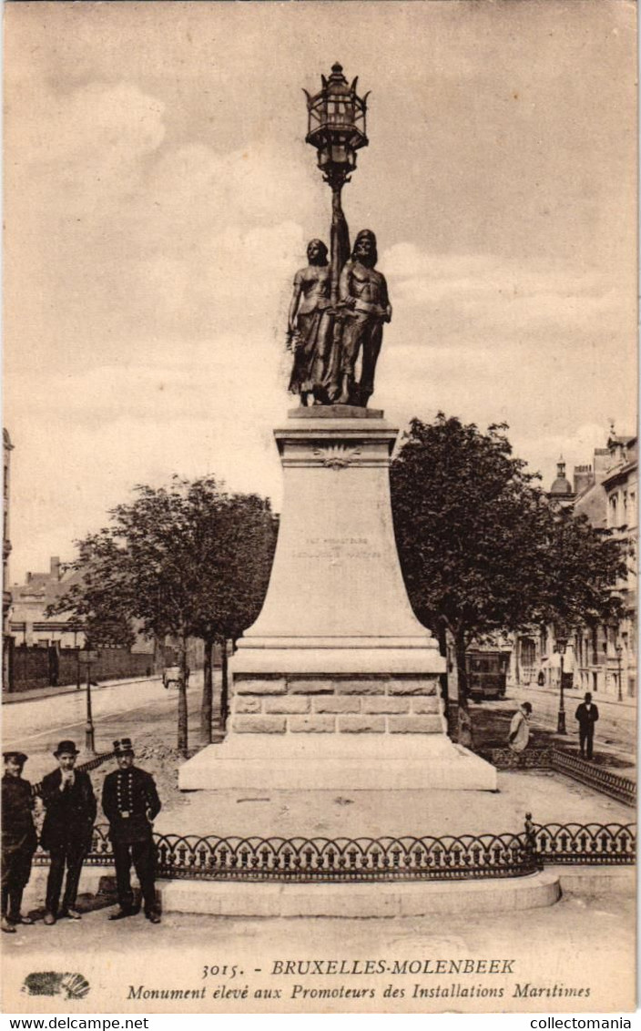 5 CP Molenbeek St. Jean Affections De Molenbeek Monument Installations Maritimes Le Marché 1914  1913 Photo Albert - St-Jans-Molenbeek - Molenbeek-St-Jean