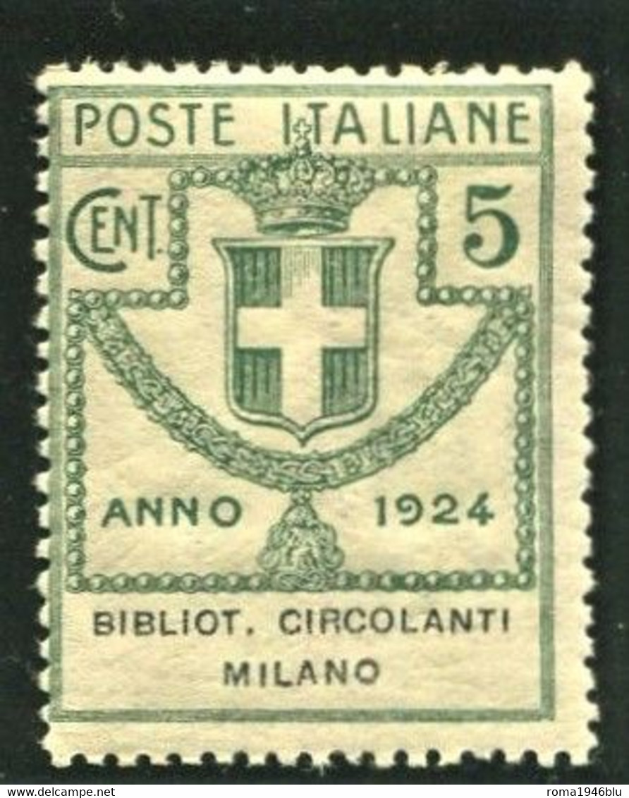 REGNO 1924 ENTI PARASTATALI BIBLIOTECHE CIRCOLANTI  5 C. ** MNH - Franchise