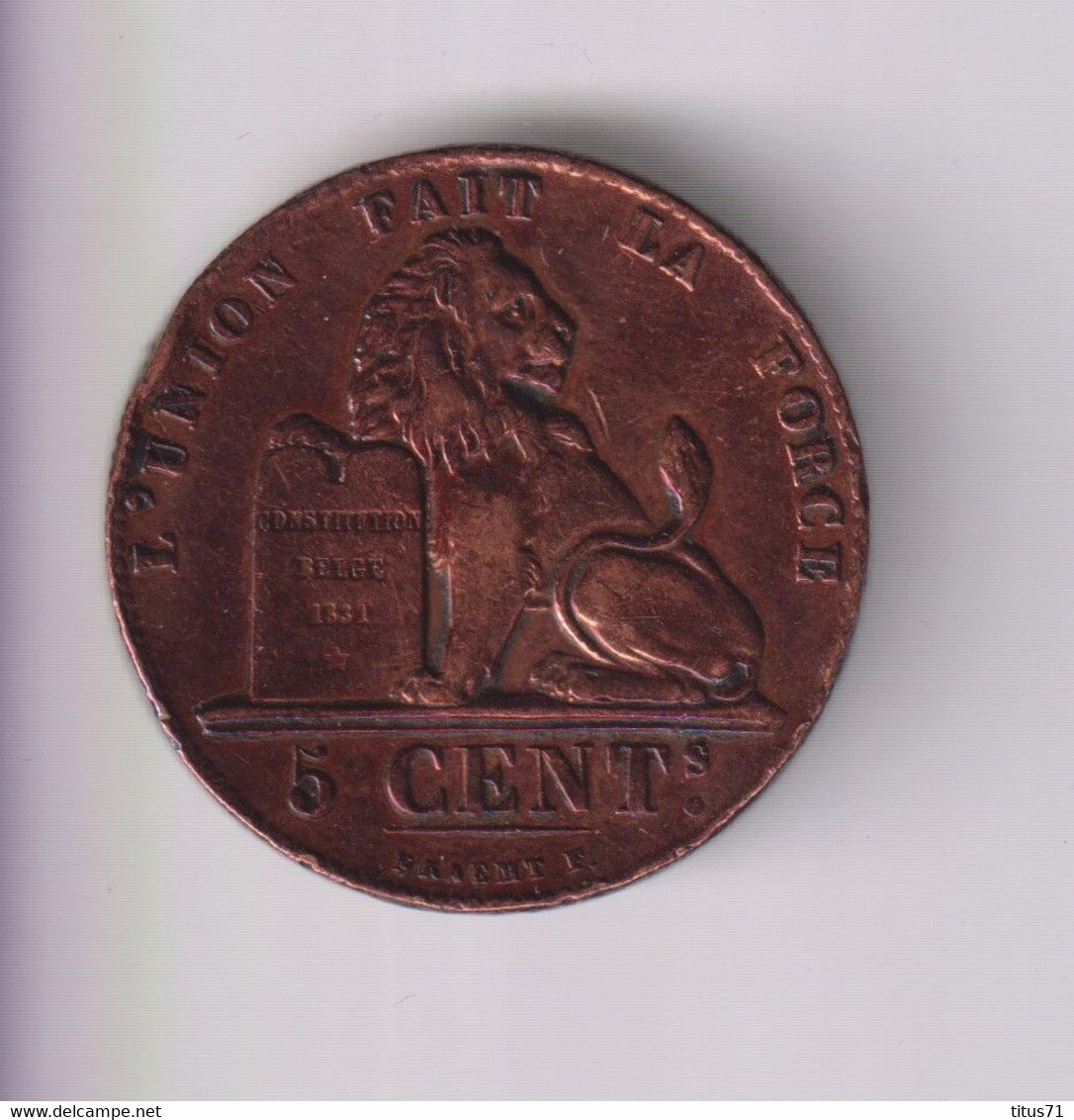 5 Centimes Belgique 1856 TTB+ - 5 Cents