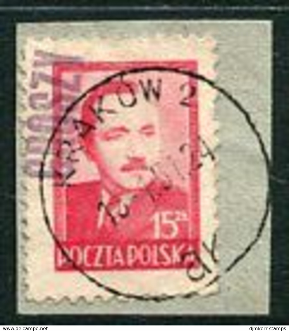 POLAND 1950 Currency Reform Handstamp On Bierut 15 Zl.used.  Michel 626 - Usati