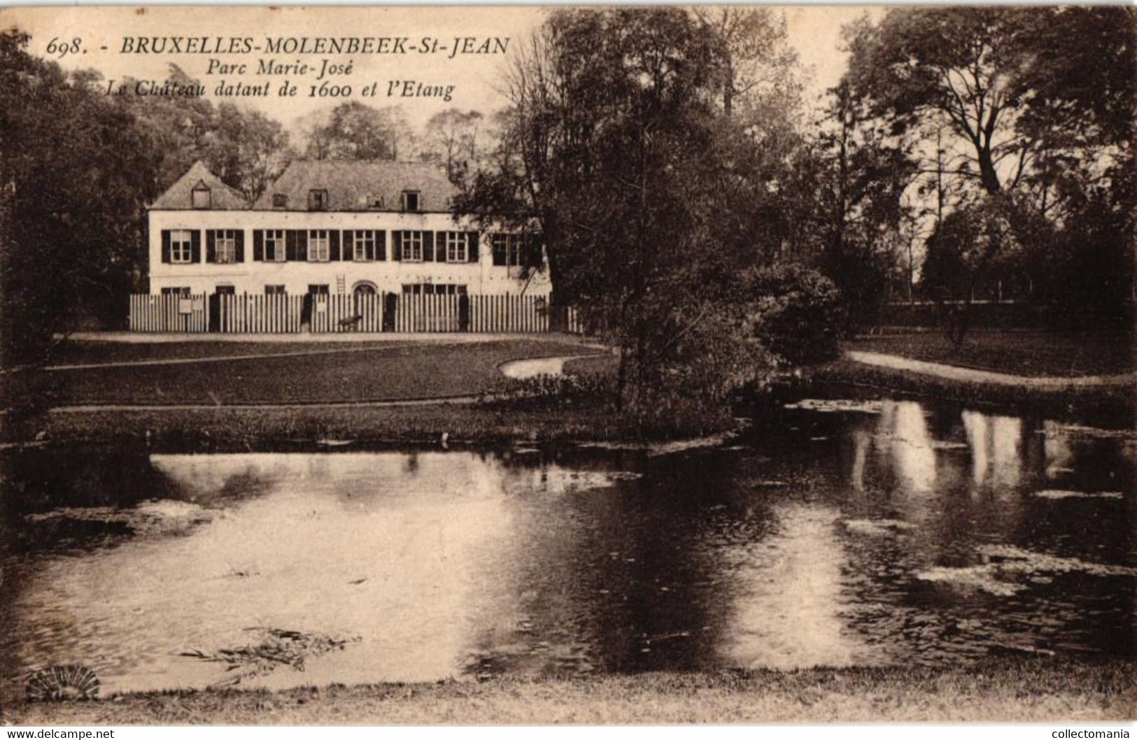 5 CP Molenbeek St.Jean  Parc Marie-José   L' Etang Le Château  Pont Rustique  1923  1929 - Molenbeek-St-Jean - St-Jans-Molenbeek