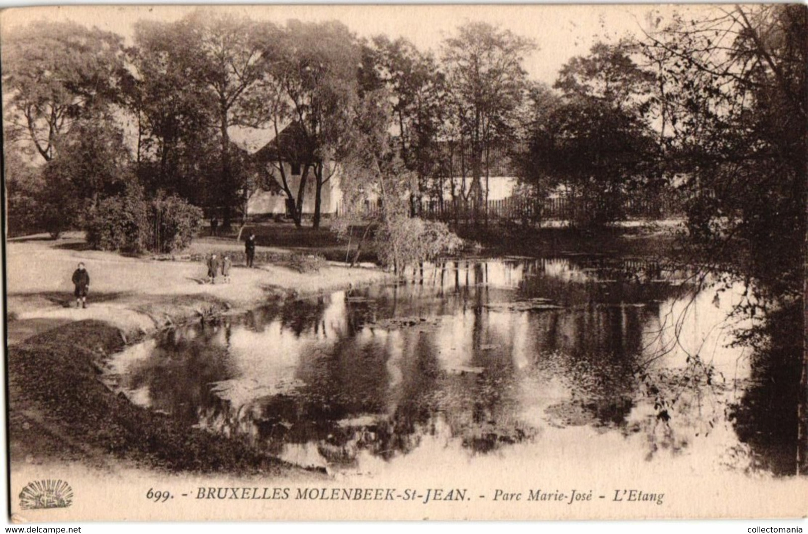 5 CP Molenbeek St.Jean  Parc Marie-José   l' Etang le Château  Pont Rustique  1923  1929