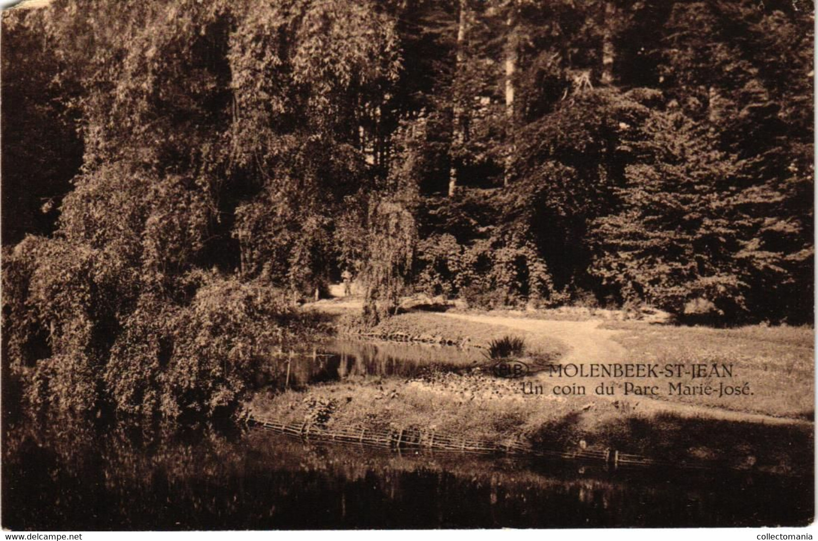 5 CP Molenbeek St.Jean  Parc Marie-José   l' Etang le Château  Pont Rustique  1923  1929