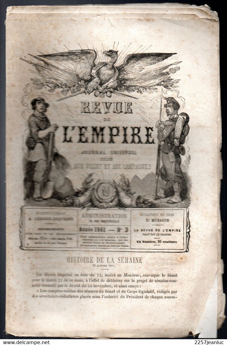 Revue De L'Empire Du 20 Janvier 1861 - Journal  Dédié Aux Villes Et Aux Campagnes - 1850 - 1899