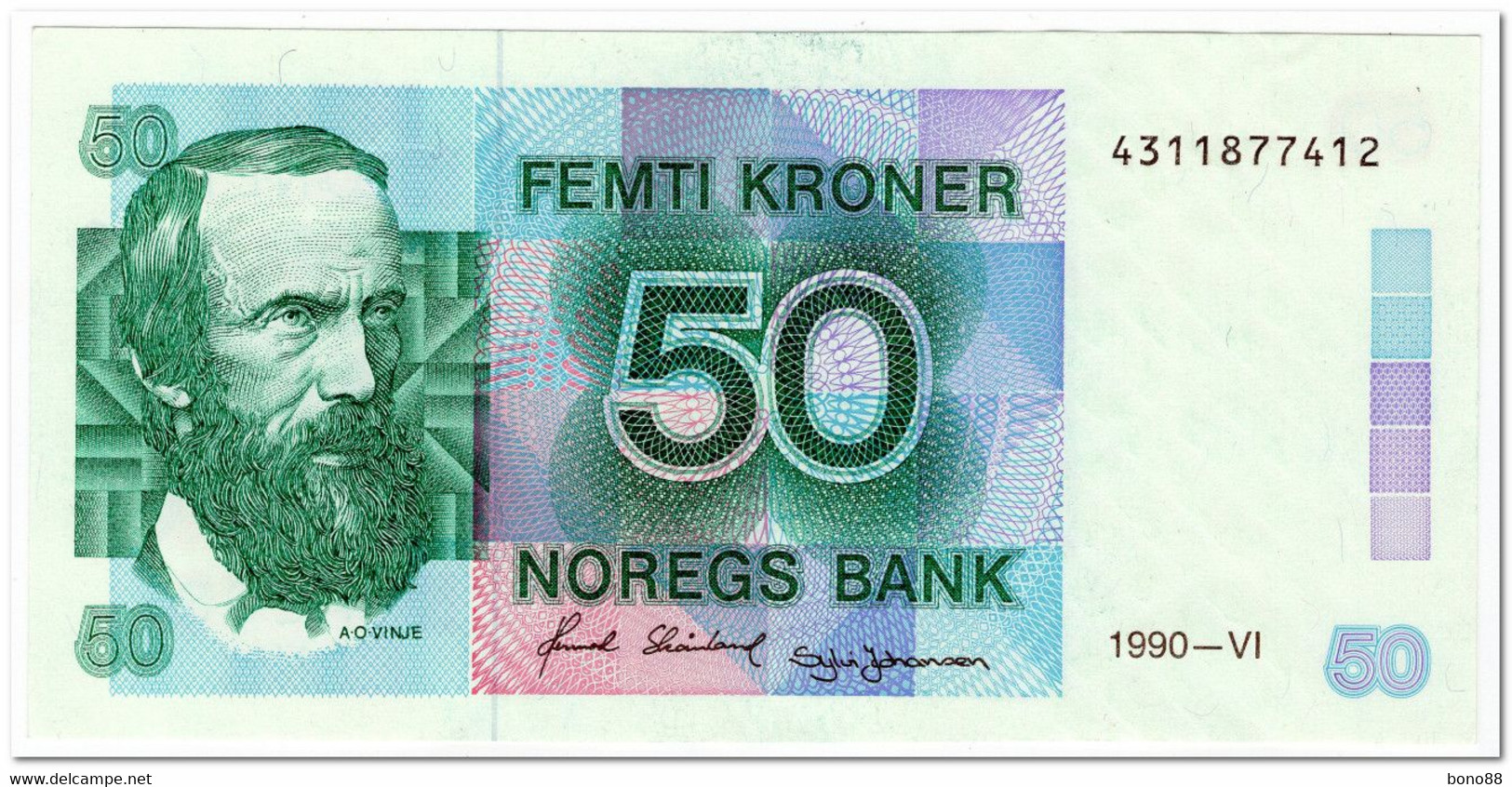 NORWAY,50 KRONER,1990,P.42e,XF-AU - Norway