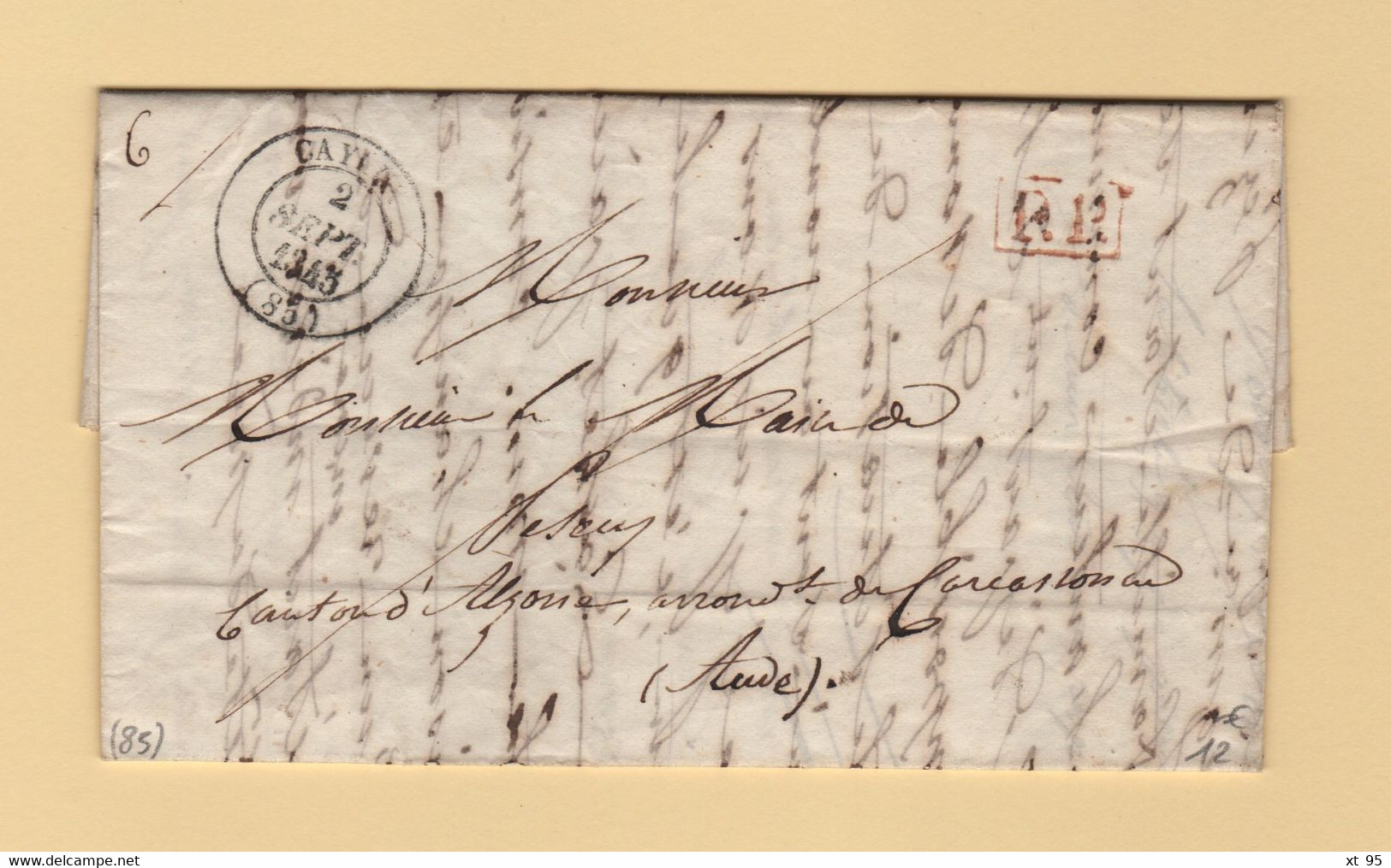 Caylus - 85 - Tarn Et Garonne - 2 Sept 1845 - PP Port Paye - 1801-1848: Precursors XIX