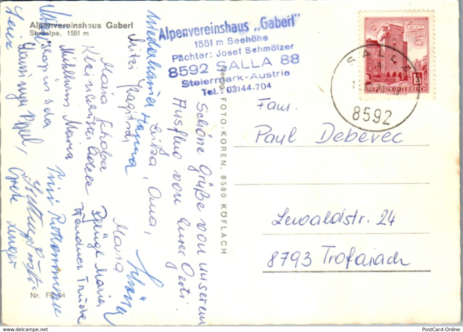 12629 - Steiermark - Salla , Gaberl , Stubalpe , Alpenvereinshaus , Auto - Gelaufen 1971 - Köflach