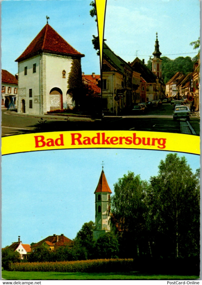 12640 - Steiermark - Bad Radkersburg , Puchhaus Mit Hotel Österreich , Langgasse , Stadtpfarrkirche - Gelaufen 1979 - Bad Radkersburg