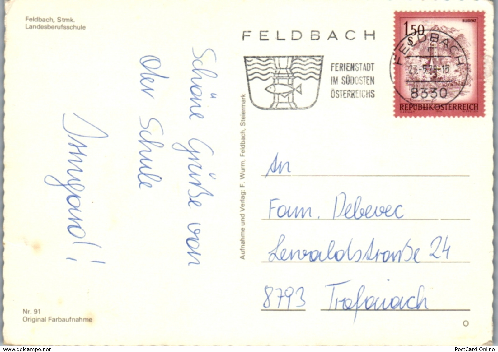 12641 - Steiermark - Feldbach , Landesberufsschule - Gelaufen 1978 - Feldbach