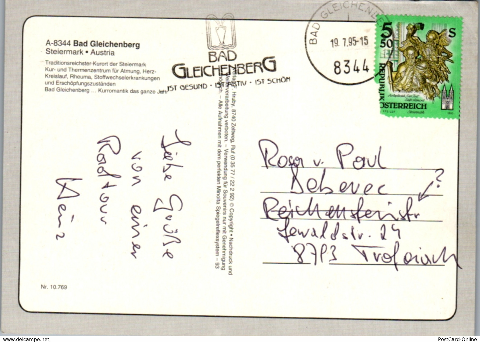 12663 - Steiermark - Bad Gleichenberg , Kurort - Gelaufen 1995 - Bad Gleichenberg