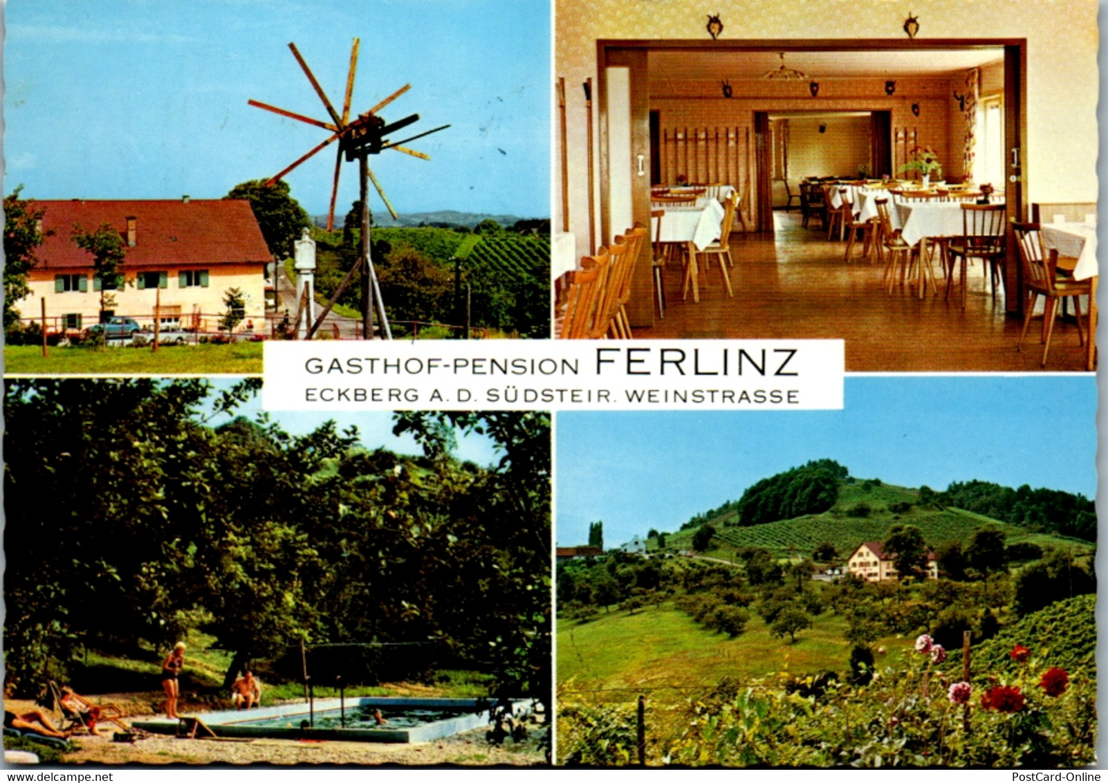 12761 - Steiermark - Eckberg , Gasthof Pension Ferlinz , Südsteirische Weinstraße , Klapotetz - Gelaufen 1970 - Leibnitz