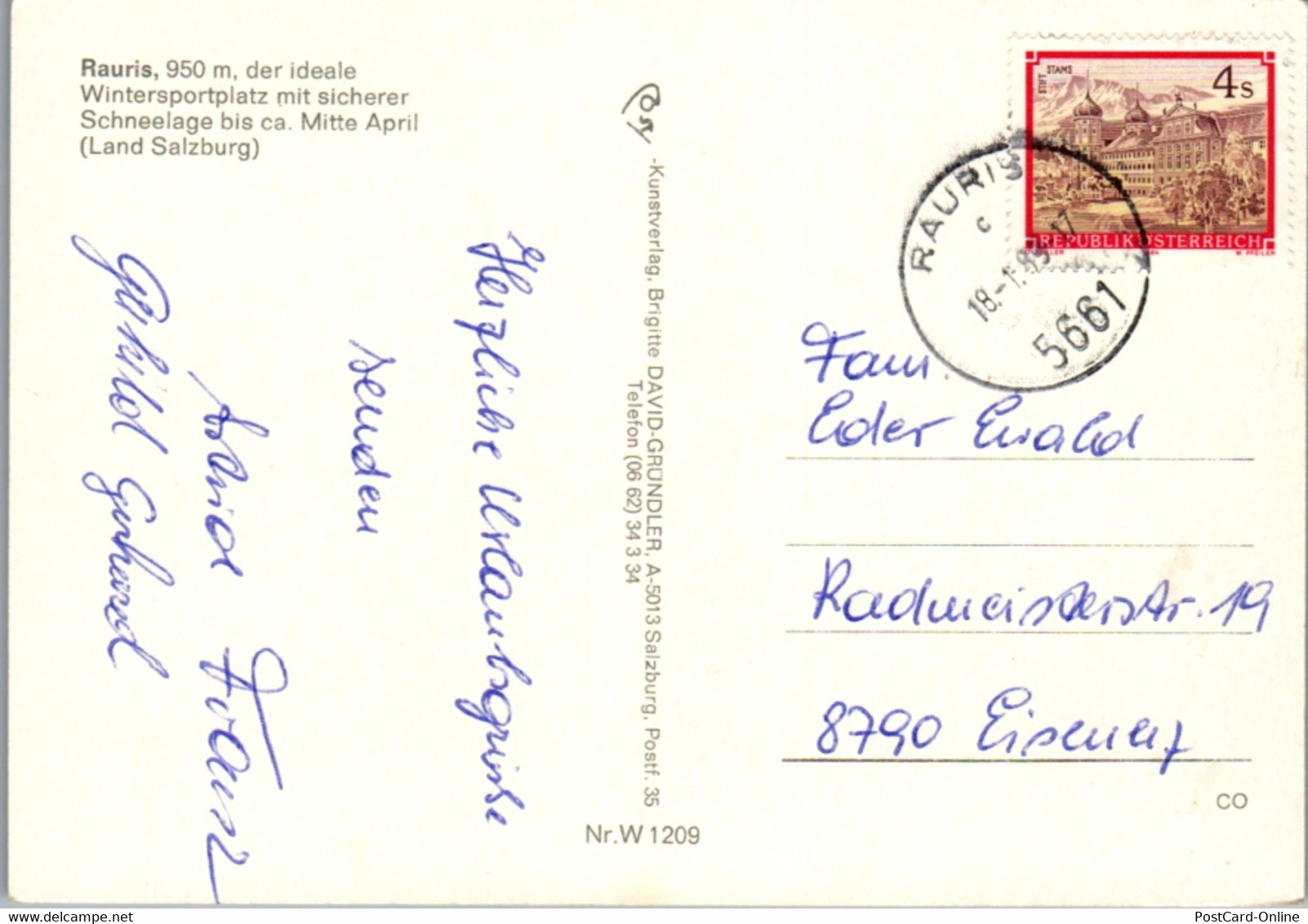 12792 - Salzburg - Rauris , Wintersport - Gelaufen 1989 - Rauris