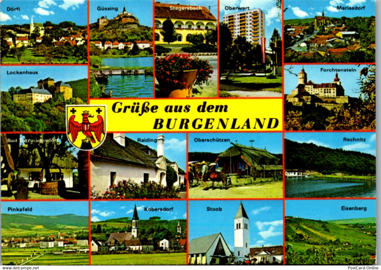 12960 - Burgenland - Pinkafeld , Lockenhaus , Güssing , Stegersbach , Kobershof , Eisenberg , Mehrbildkarte - Gelaufen 1 - Pinkafeld