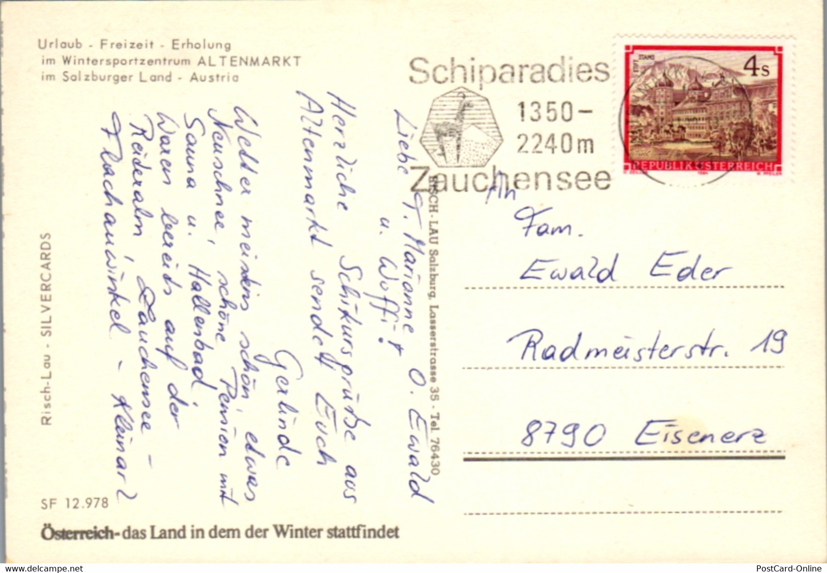 12978 - Salzburg - Altenmarkt , Zauchensee , Mehrbildkarte - Gelaufen - Altenmarkt Im Pongau