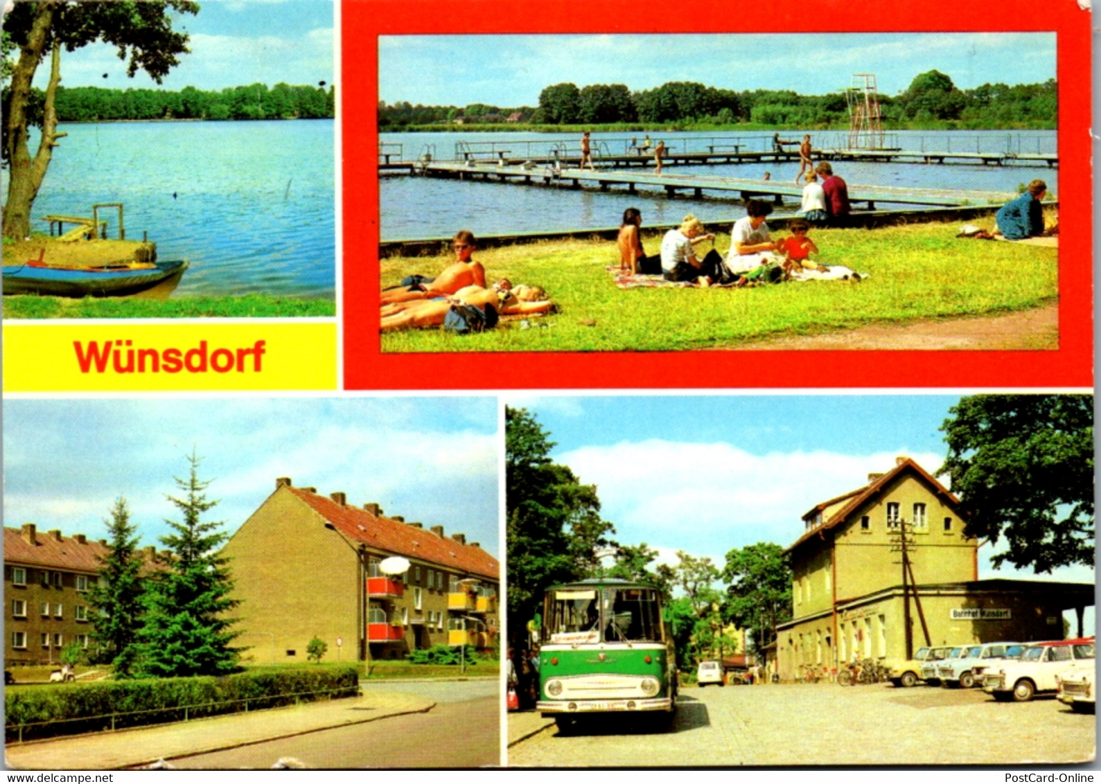 13003 - Deutschland - Wünsdorf , Wünsdorfersee , Badestrand , AWG , Bahnhof , Bus , Mehrbildkarte - Gelaufen - Zossen