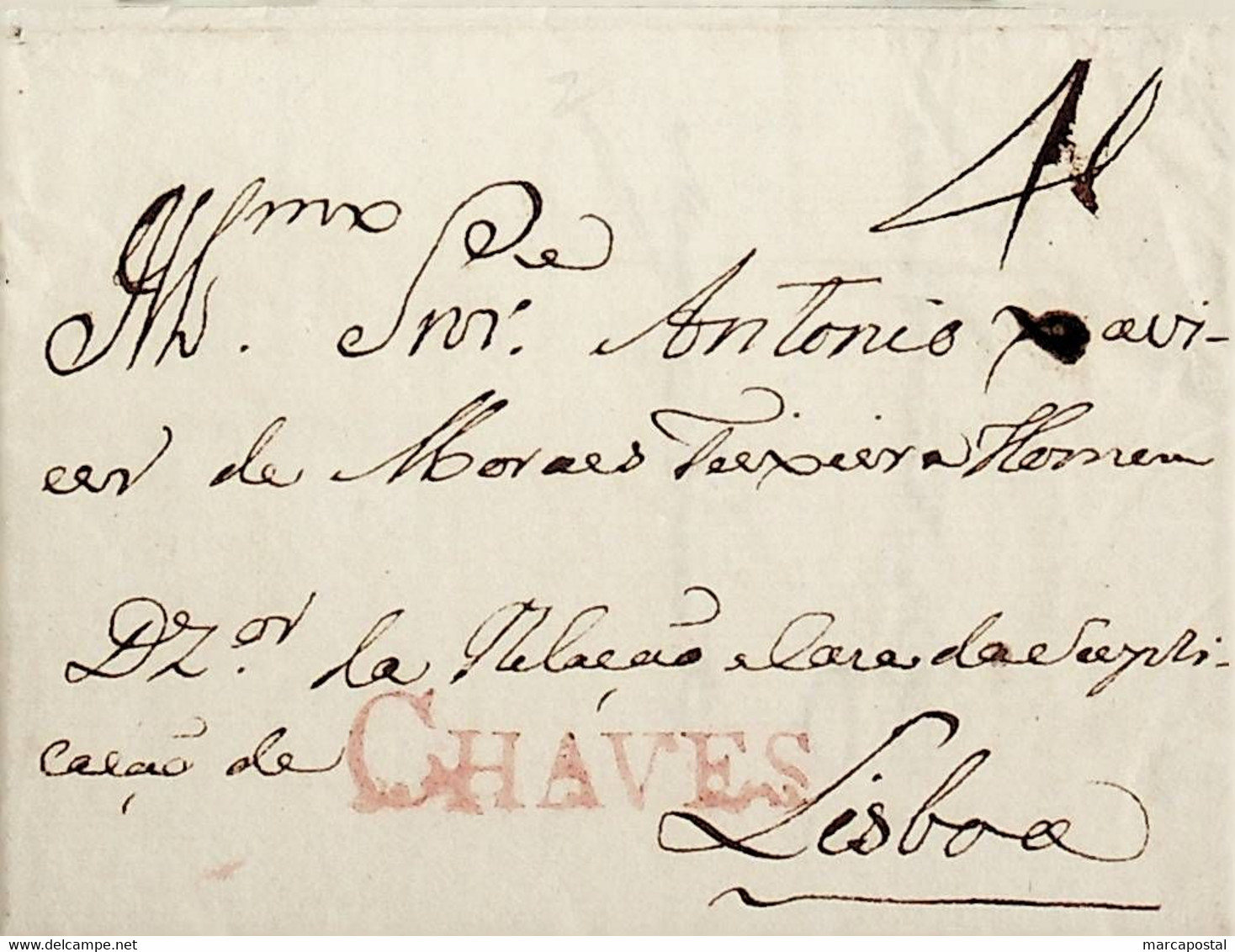 1811 Portugal Pré-Filatelia CHV 2 «CHAVES» Vermelho - ...-1853 Prephilately