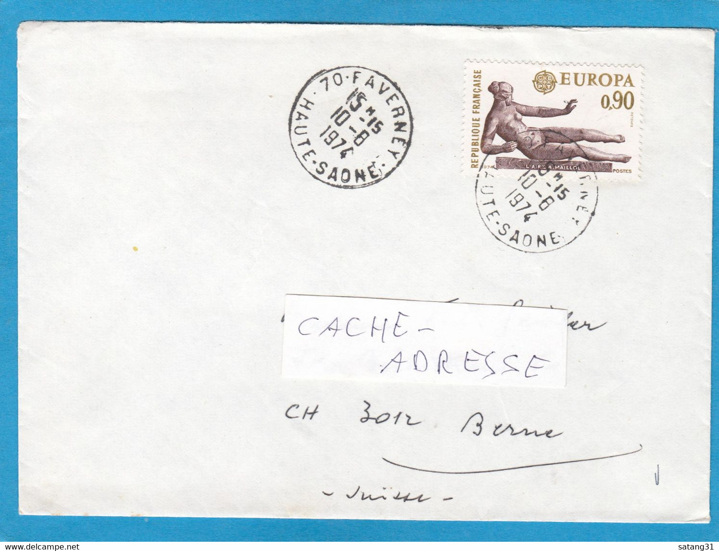 LETTRE DE FAVERNE, AVEC TIMBRE "EUROPA 74", POUR BERNE. - Lettres & Documents