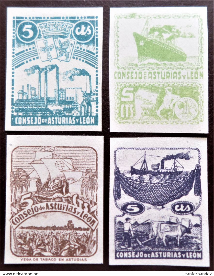 Timbres Edifil N° 4 à 7 Non Dentelé - Asturië & Leon