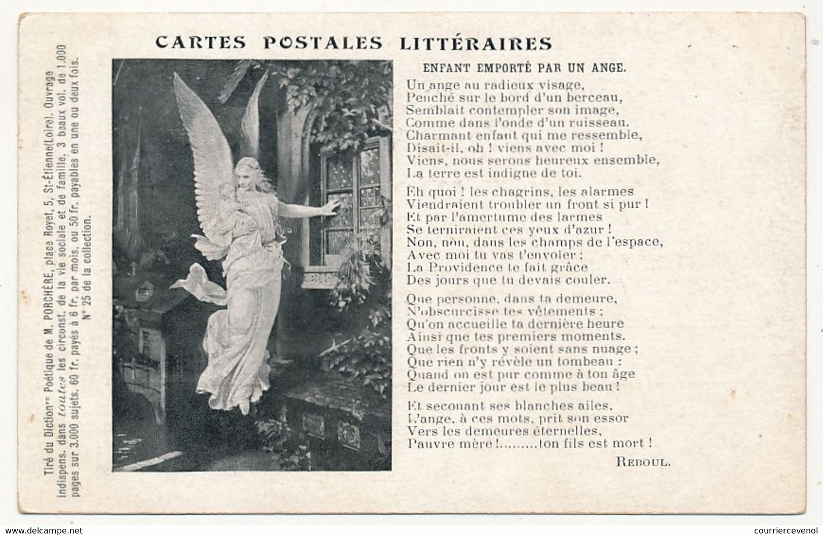 CPA - Cartes Postales Littéraires... Enfant Emporté Par Un Ange... - Philosophie & Pensées